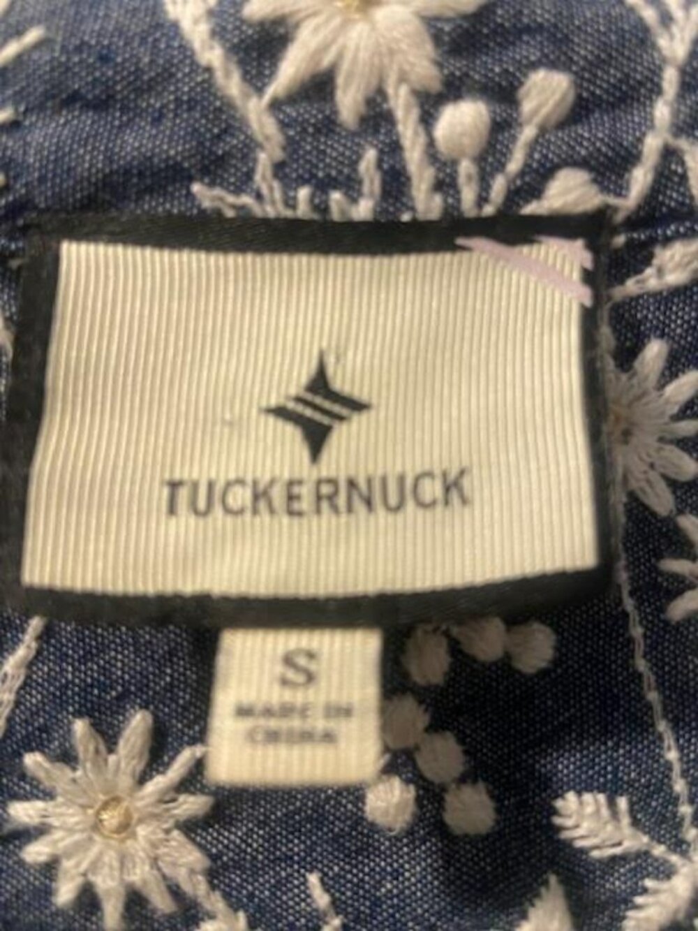 Tuckernuck Blue Floral Print Popover Blouse Size Small 3/4 Sleeve Cottagecore - Picture 2 of 6